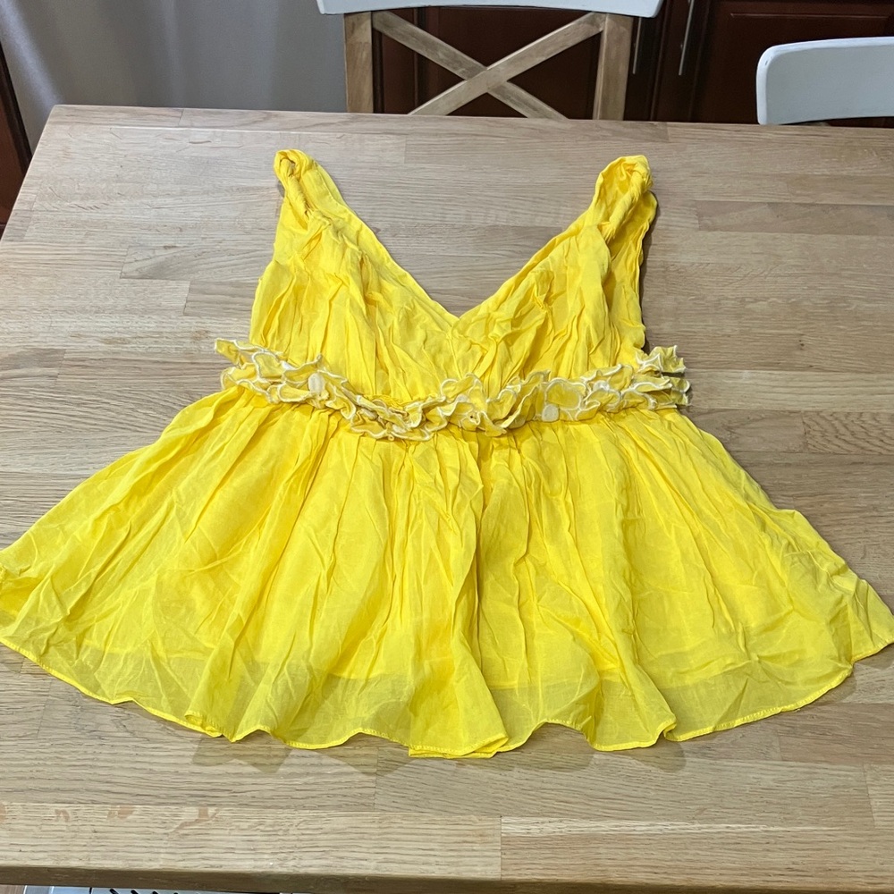 Dazzlea Spirea Yellow Women's Top blouse Size:M